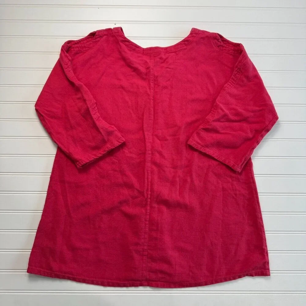 Soft Surroundings Bright Pink 3/4 Sleeve Tunic Sleeve Slits E6 - Picture 3 of 4